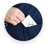 Man putting a ballot in his pocket